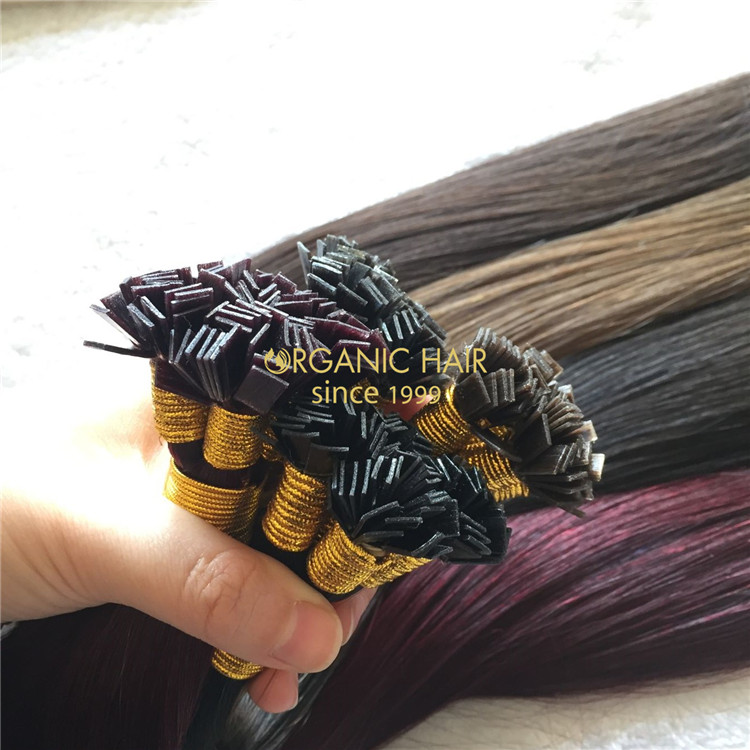 Human keratin flat tip hair extensions on sale X163